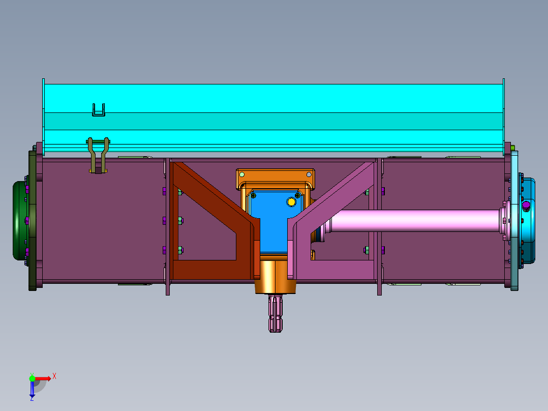 牵引式单轴土地旋耕松土机俯视图