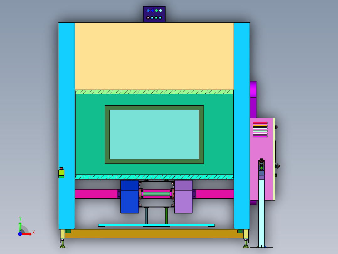 物料放置在传送带干燥机前视图
