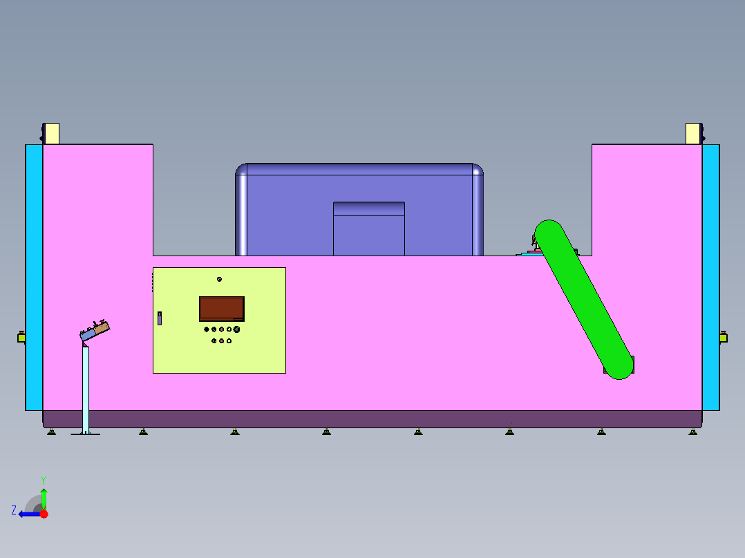 物料放置在传送带干燥机右视图