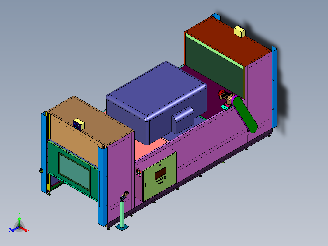 物料放置在传送带干燥机正等轴测图