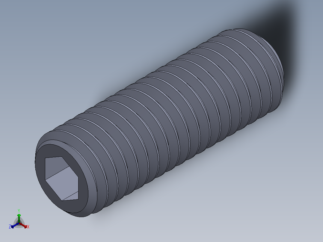 UNC 平头紧定螺钉-UNC SET SCREW 0.500 x1.500.SLDPRT正等轴测图