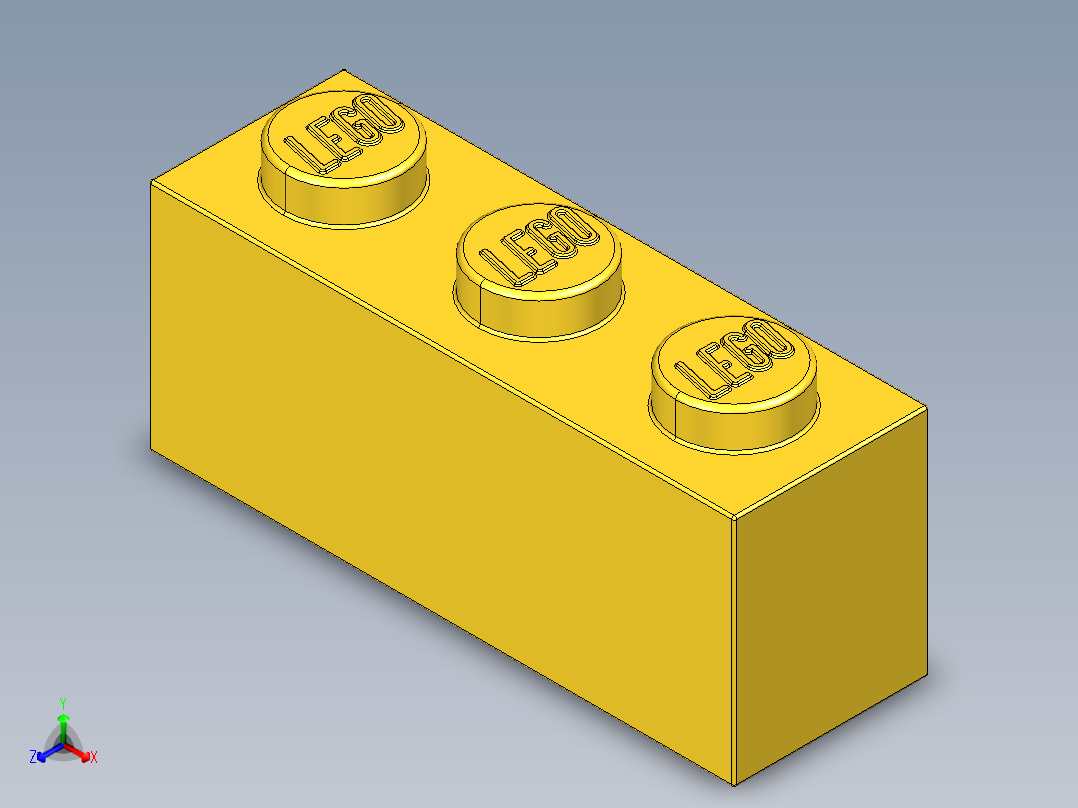 乐高套装 4421基本积木-362224 Bright Yellow Brick 1 x 3.STEP正等轴测图