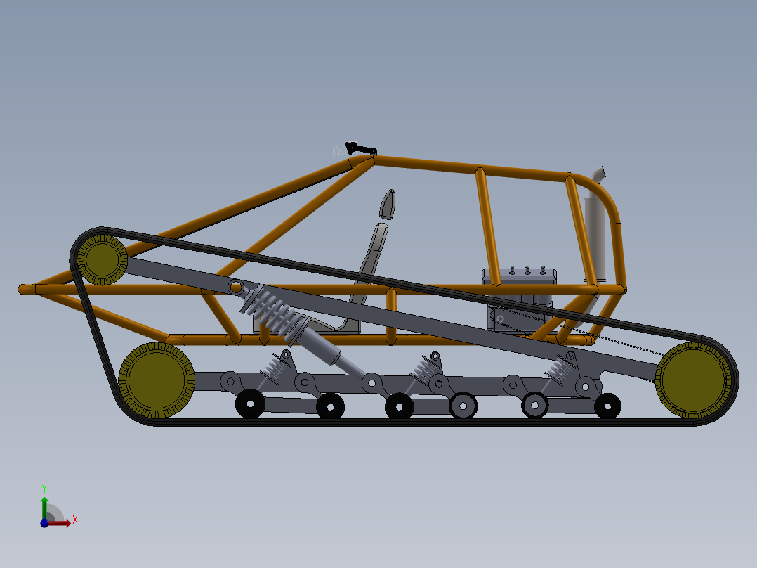 简三角履带钢管车前视图