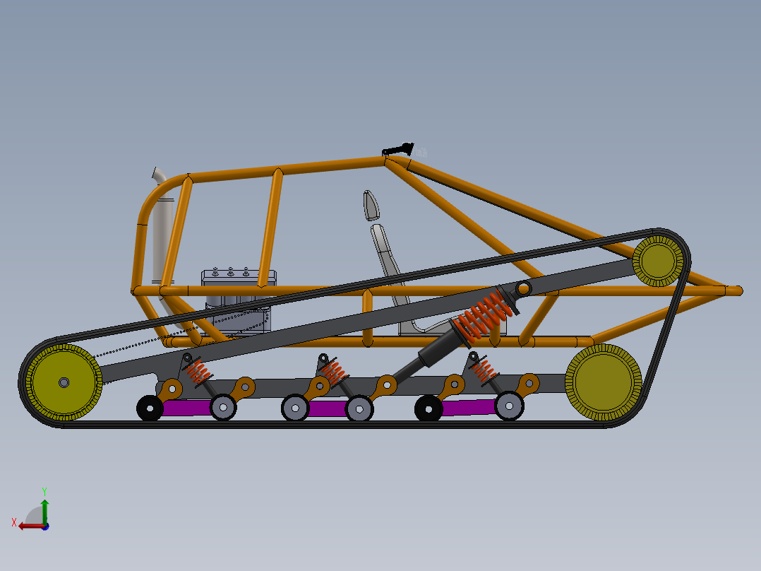 简三角履带钢管车后视图