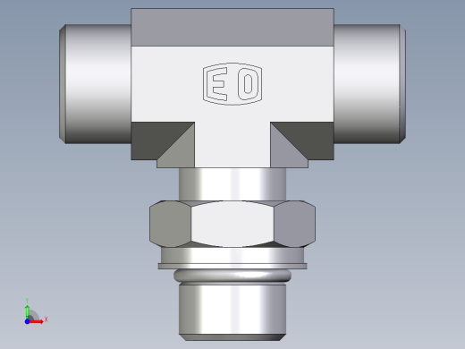 卡套式工业通用硬管接头EO_Adjustable_locknut_branch_tee_TEE12SMOROMDCF前视缩略图