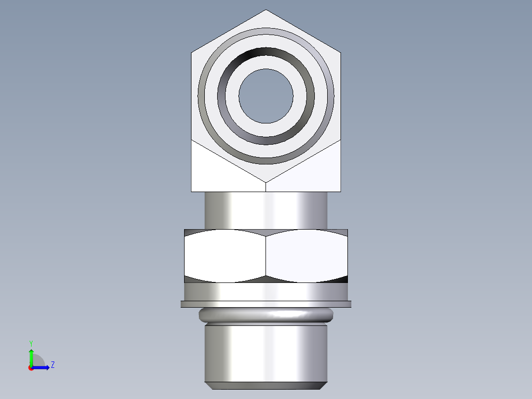 卡套式工业通用硬管接头EO_Adjustable_locknut_branch_tee_TEE12SMOROMDCF左视图
