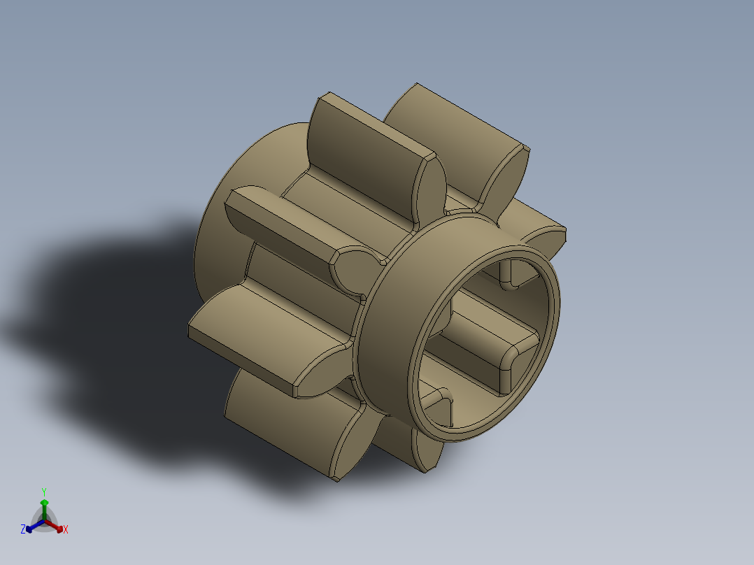 3647 Tan Technic Gear 8 Tooth.SLDPRT主视图