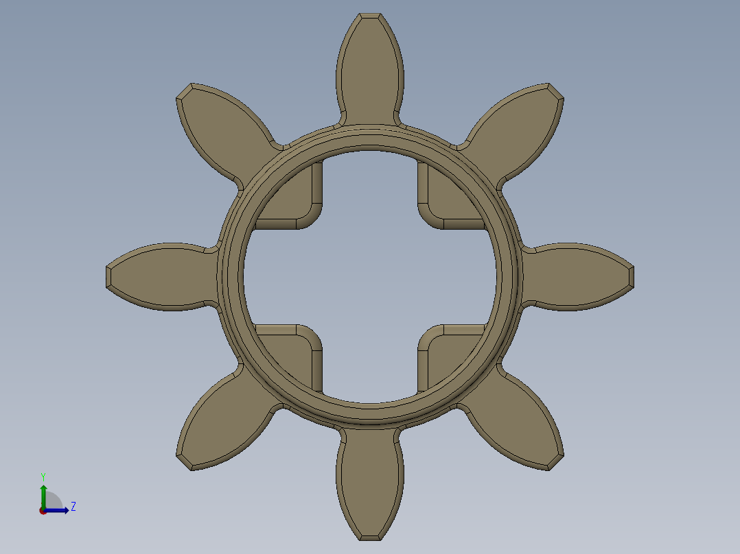 3647 Tan Technic Gear 8 Tooth.SLDPRT左视图