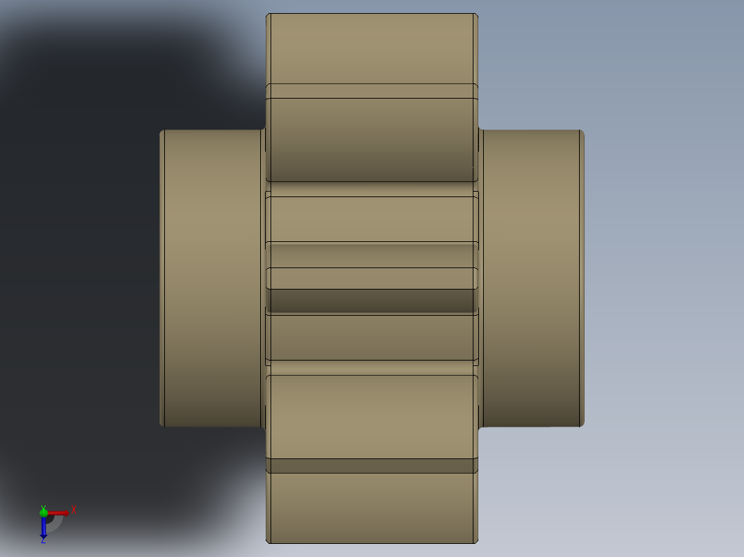 3647 Tan Technic Gear 8 Tooth.SLDPRT俯视图