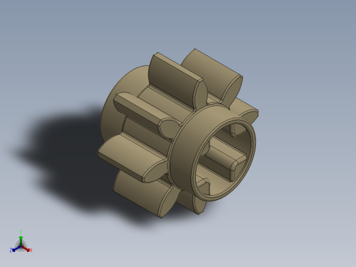 3647 Tan Technic Gear 8 Tooth.SLDPRT正等轴测缩略图