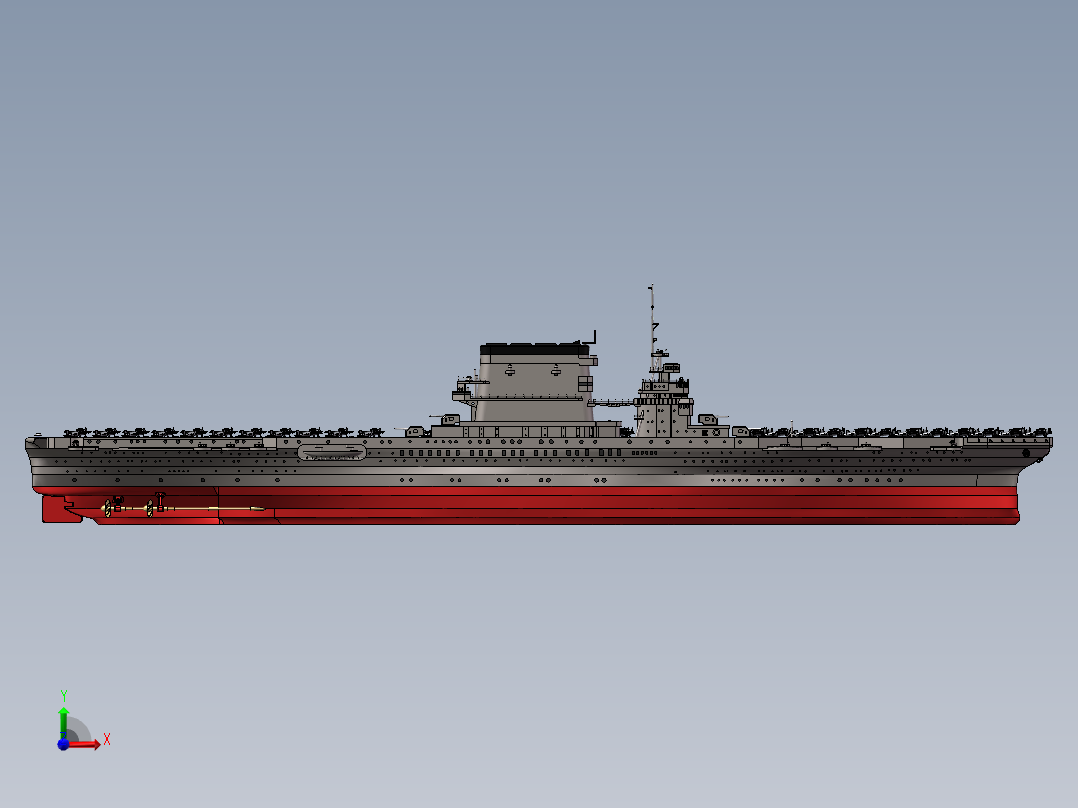 列克星敦号航空母舰前视图