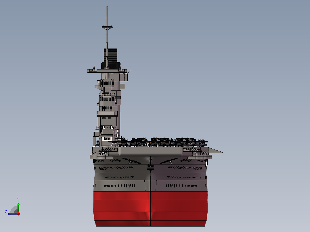 列克星敦号航空母舰右视图