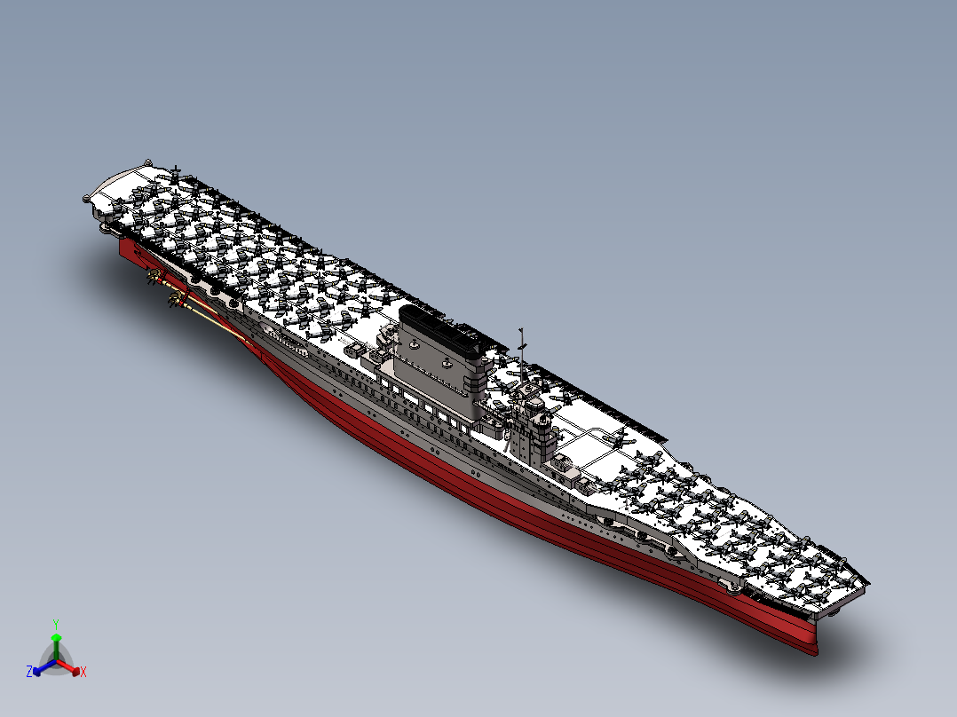 列克星敦号航空母舰正等轴测图