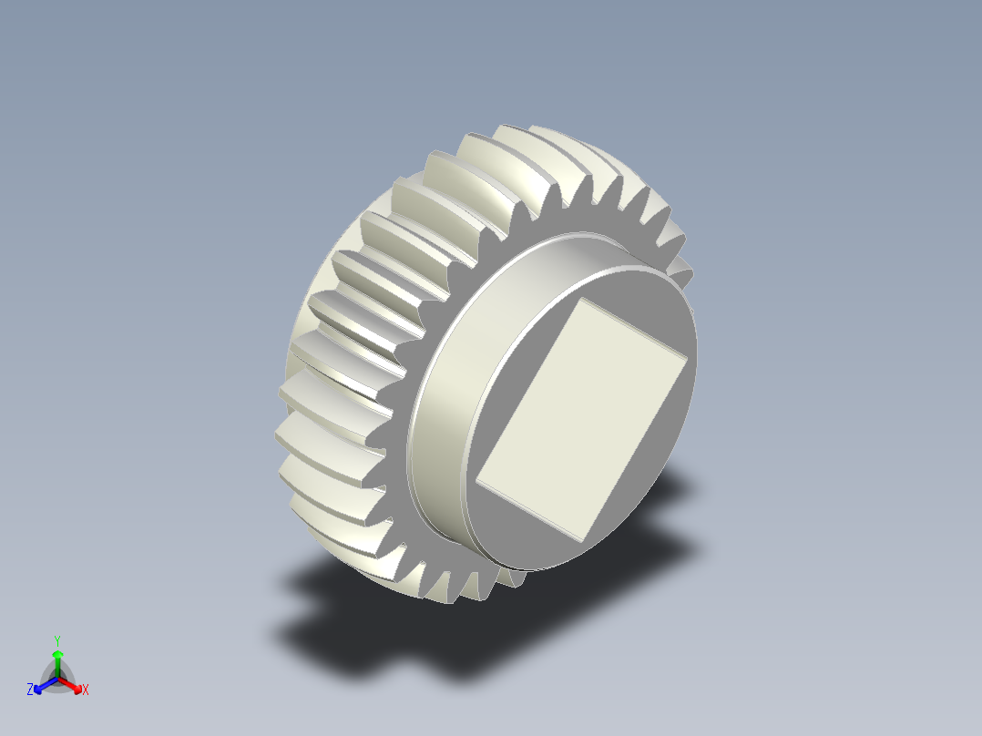 A0003842-带方形连接轴的齿轮正等轴测图