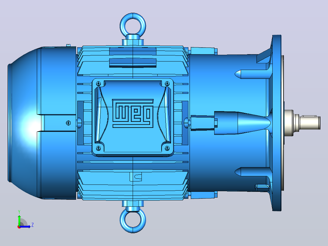 电机 7.5 HP 带法兰左视图