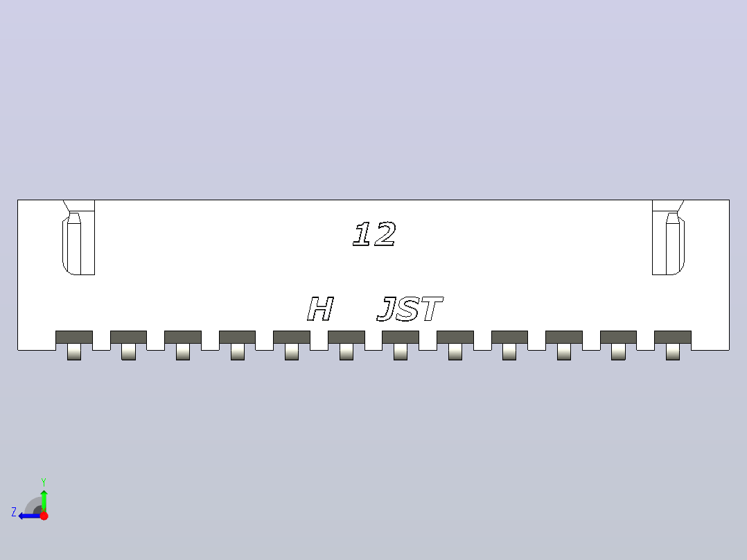 白色JST XH 12针连接器P 2 54mm有角度右视图