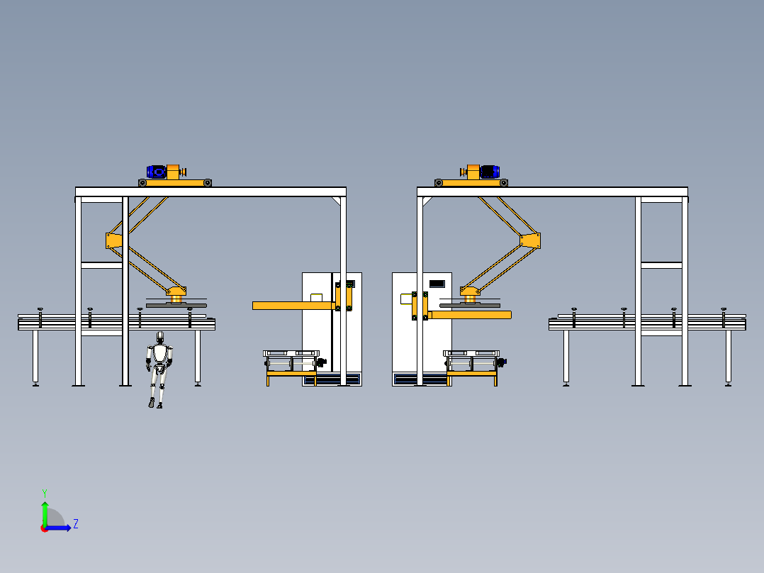 托盘堆垛机流水线stp左视图