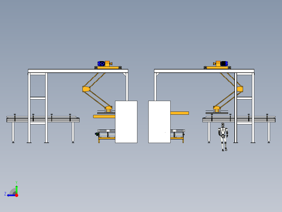 托盘堆垛机流水线stp右视图