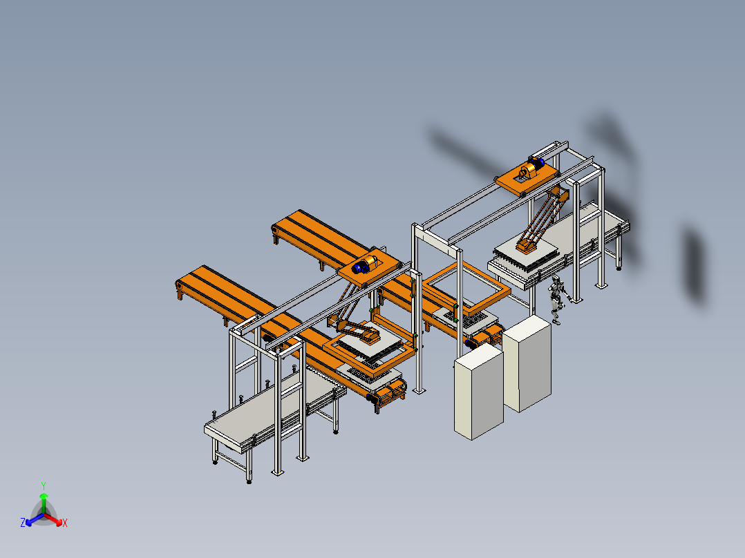 托盘堆垛机流水线stp正等轴测图