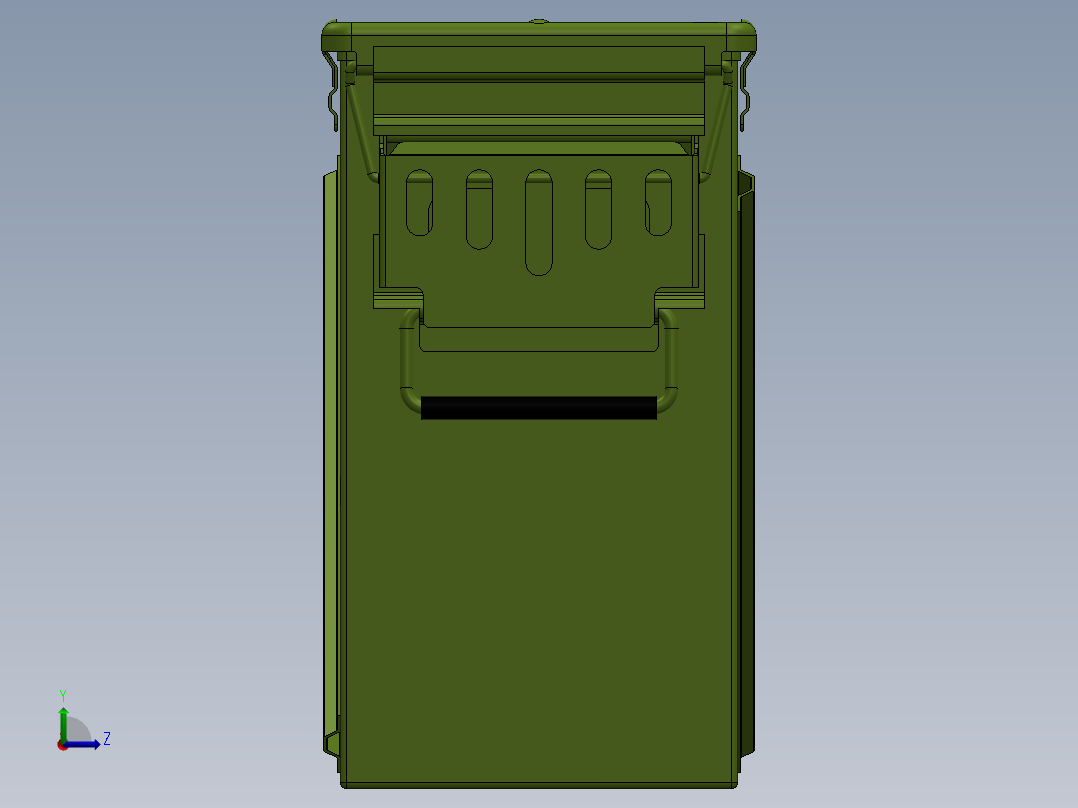 solidworks 大容量弹箱设计左视图