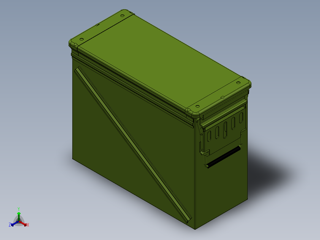 solidworks 大容量弹箱设计正等轴测图