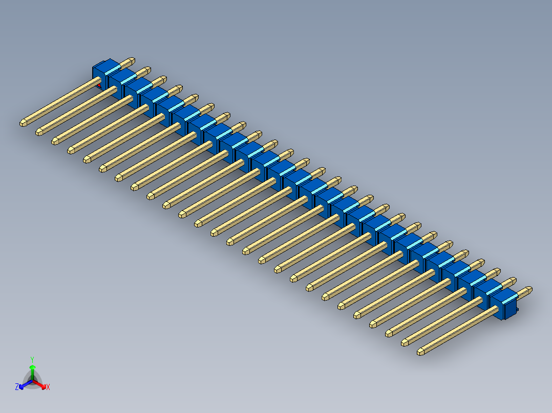 彩色公头100mil（2.54mm）系列-DS1021_blue_1x26p_100mil_Type5_rev1.0主视图