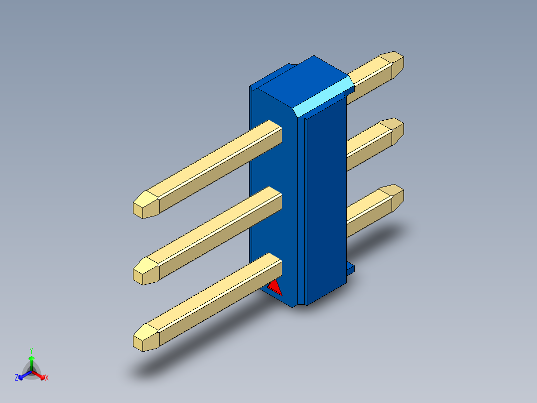 彩色公头100mil（2.54mm）系列-DS1021_blue_3x01p_100mil_Type1_rev1.0主视图