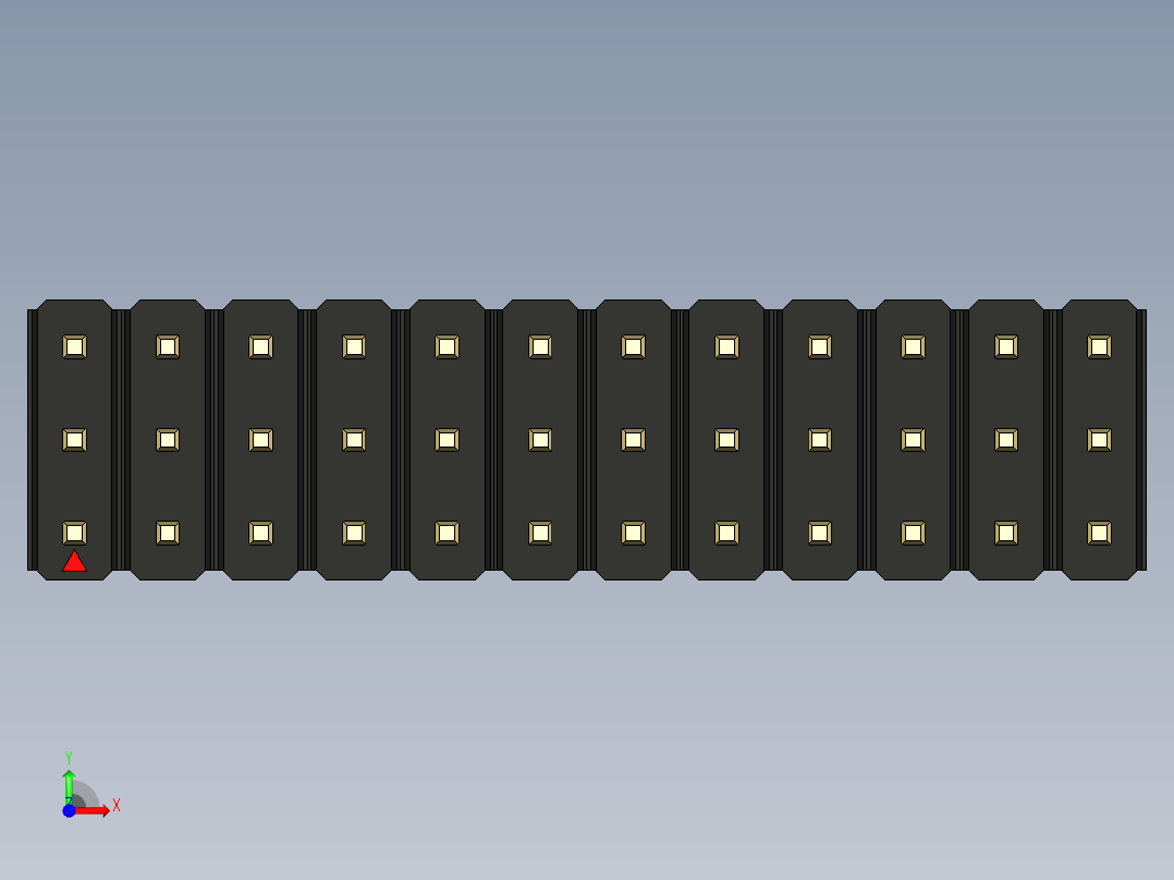 彩色公头100mil（2.54mm）系列-DS1021_black_3x12p_100mil_Type43_rev1.0前视图