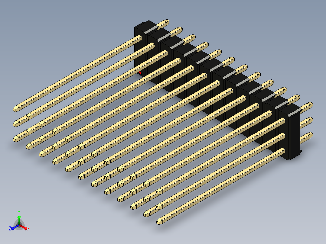 彩色公头100mil（2.54mm）系列-DS1021_black_3x12p_100mil_Type43_rev1.0正等轴测图