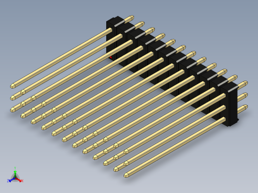 彩色公头100mil（2.54mm）系列-DS1021_black_3x12p_100mil_Type43_rev1.0正等轴测缩略图