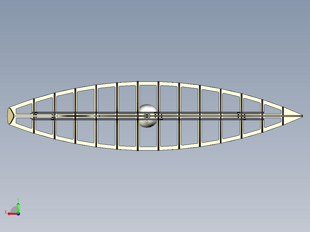 奋进号帆船设计的吊式船体后视图