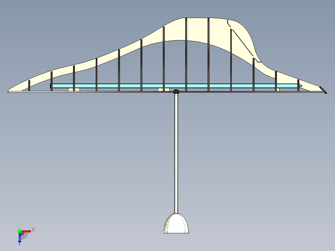 奋进号帆船设计的吊式船体俯视图