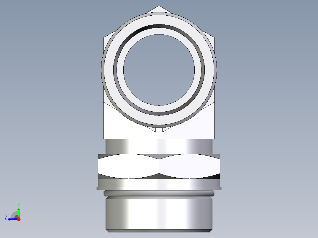 卡套式工业通用硬管接头EO_Adjustable_locknut_branch_tee_TEE38SMOROMDCF右视图