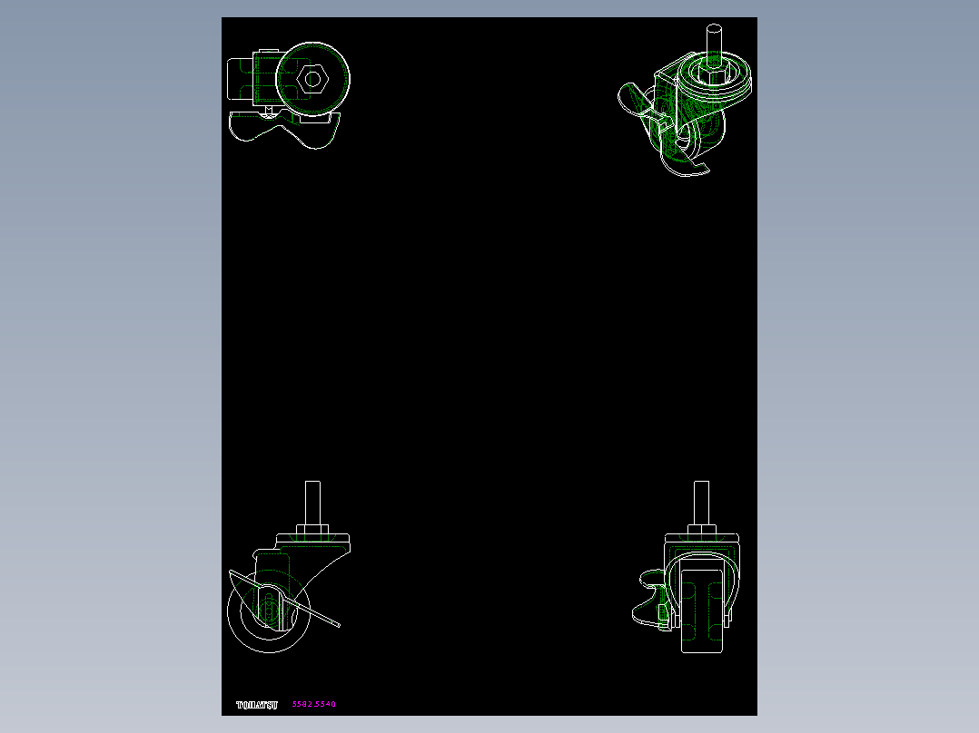 輕荷重腳輪(400N)5582-2D多系列多零件图纸模型
