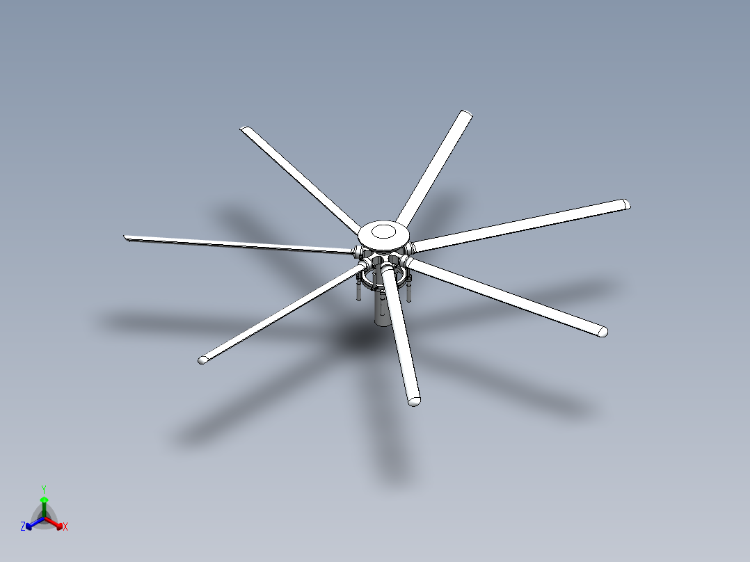 七桨直升机桨叶总成---格式为：SW正等轴测图