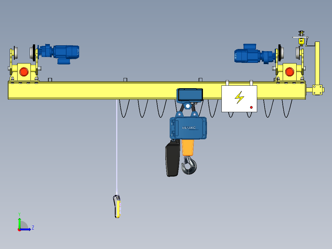 LXT2T-3mh=6m起重机三维模型左视图