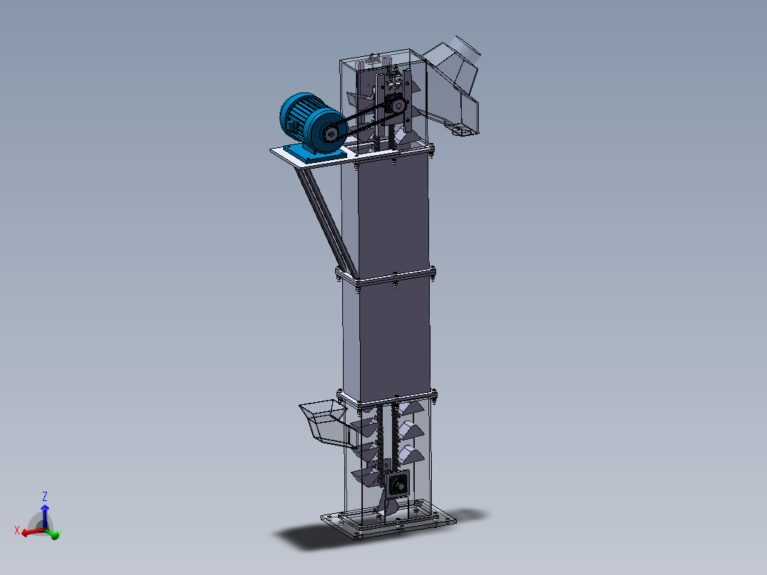 分享一套斗式提升机设计模型（SW2014含所有特征）