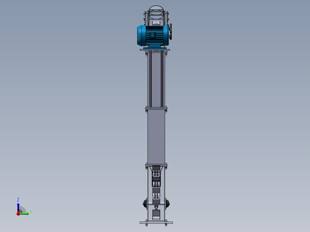 分享一套斗式提升机设计模型（SW2014含所有特征）左视图