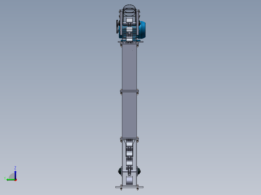 分享一套斗式提升机设计模型（SW2014含所有特征）右视图