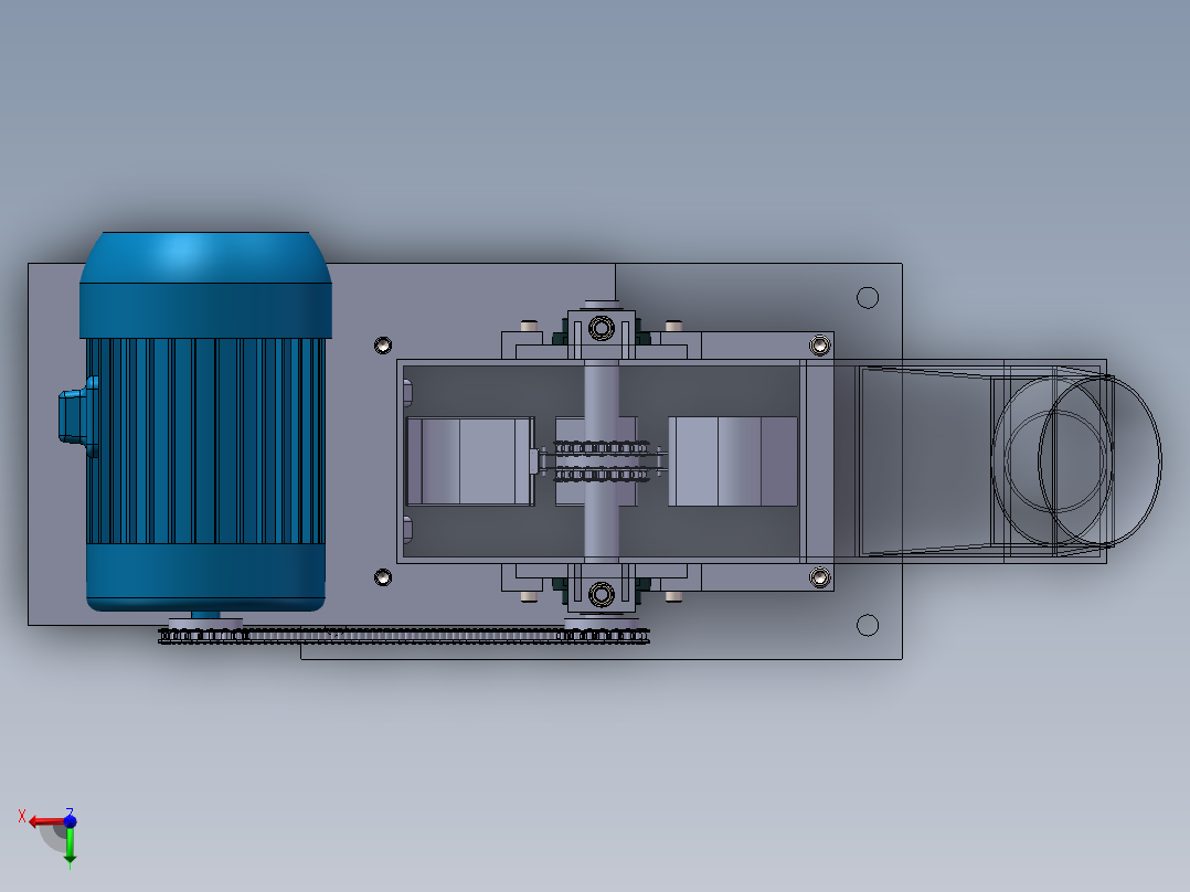 分享一套斗式提升机设计模型（SW2014含所有特征）俯视图