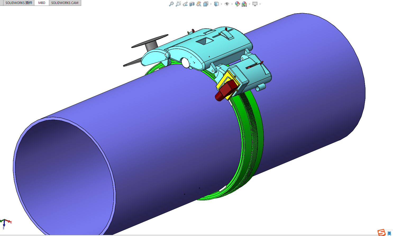 管道自动焊接小车机械系统设计（二维CAD图纸+三维SW+论文）