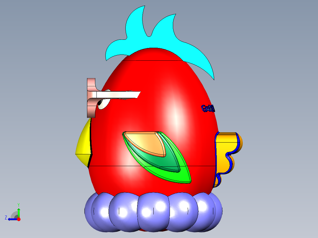 B2004441-GrabCad 鸡玩具右视图