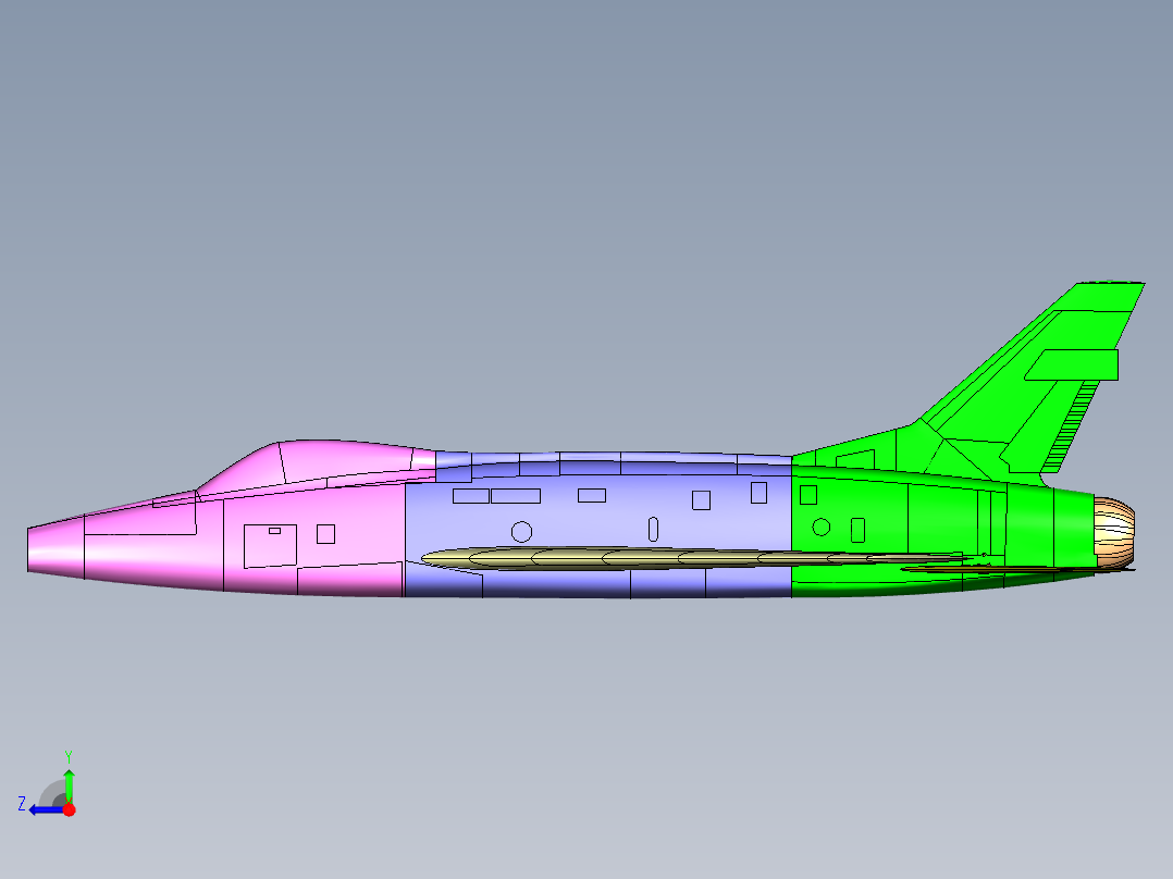 B3004162-北美F-100D超级佩刀战斗机右视图