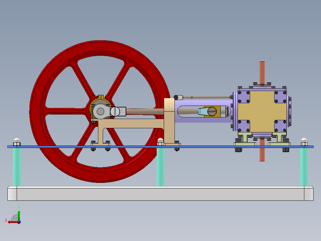 蒸汽机simplified-corliss-steam-engine-2837-模型格式为 stp sw后视图