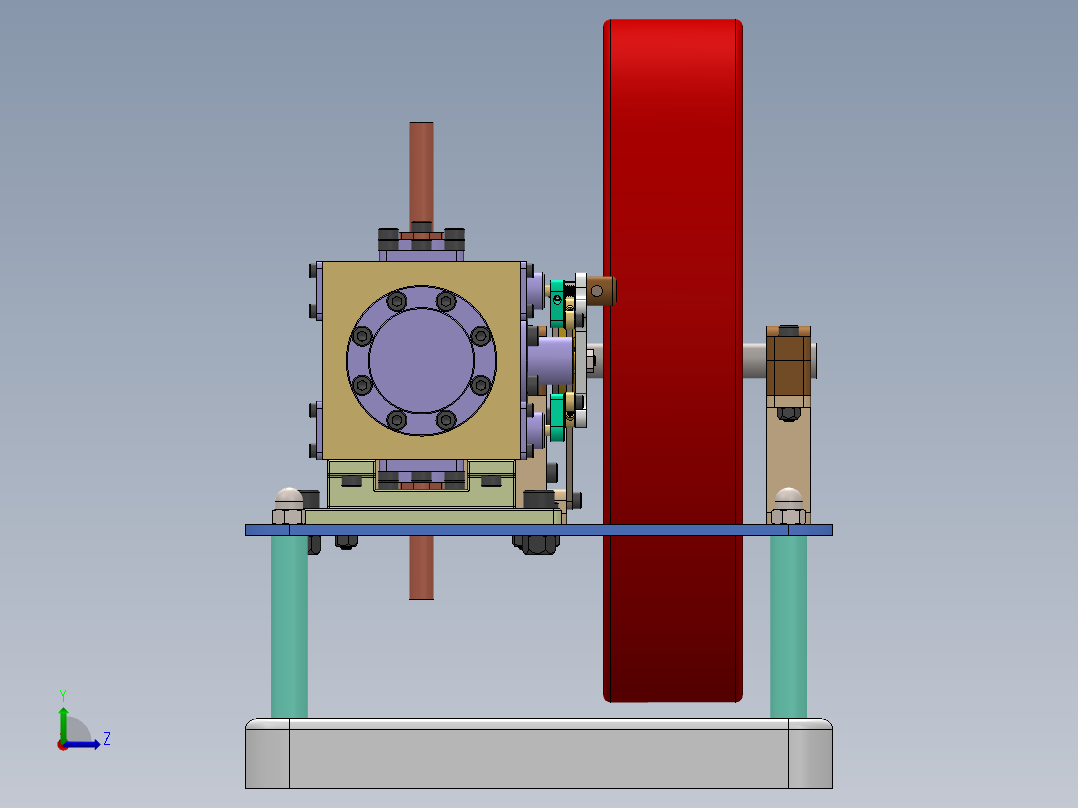 蒸汽机simplified-corliss-steam-engine-2837-模型格式为 stp sw左视图