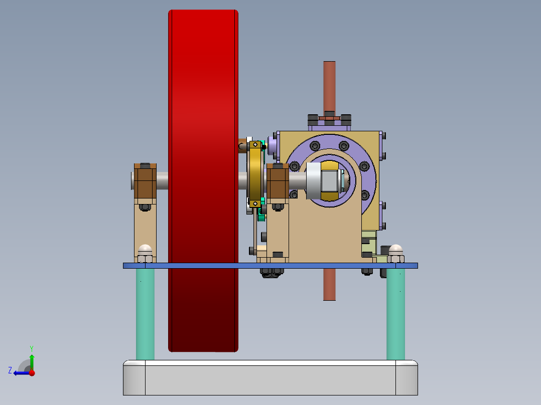 蒸汽机simplified-corliss-steam-engine-2837-模型格式为 stp sw右视图
