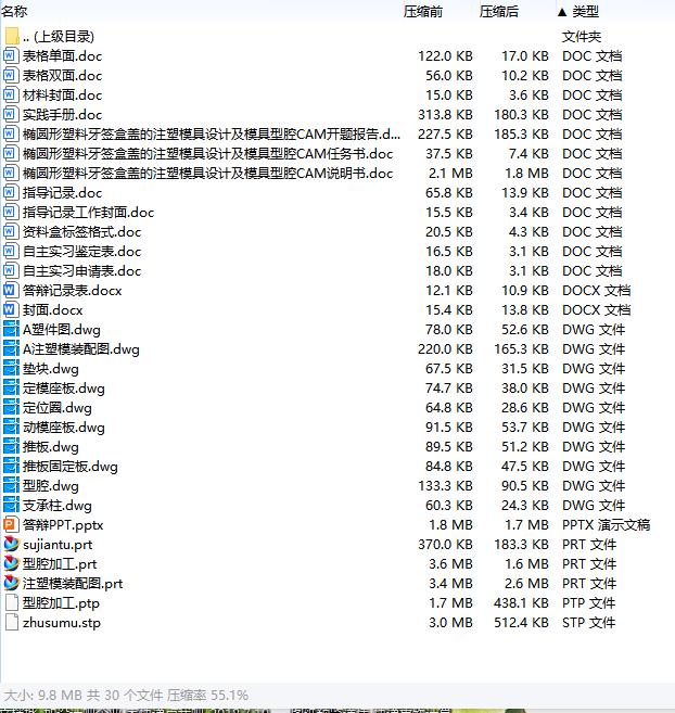 椭圆形塑料牙签盒盖的注塑模具设计及模具型腔CAM含NX三维及10张CAD图