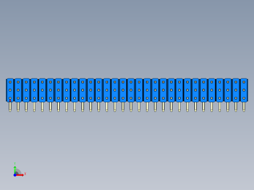 彩色公排针 100mil 2.54mm 系列-DS1022_blue_3x30p_100mil_TypeD_rev1.0前视缩略图