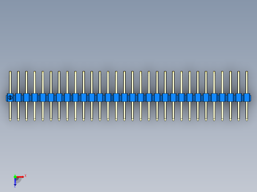 彩色公排针 100mil 2.54mm 系列-DS1022_blue_3x30p_100mil_TypeD_rev1.0俯视图