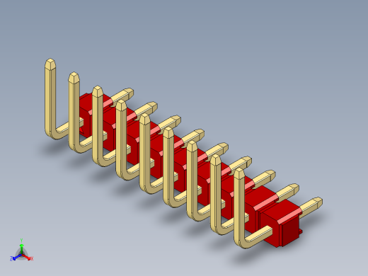 彩色公排针 100mil 2.54mm 系列-DS1022_red_09p_100mil_TypeU_rev1.0